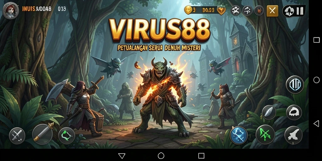 Tampilan gameplay VIRUS88 dengan grafis menakjubkan dan karakter beragam.